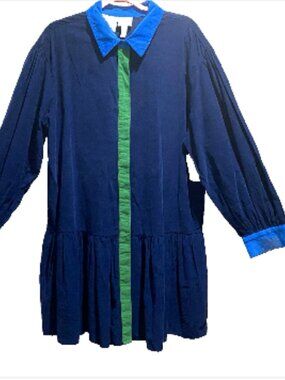 NWT St. John's Bay Colorblock Corduroy Drop Waist Preppy Office Shirt Dress XL